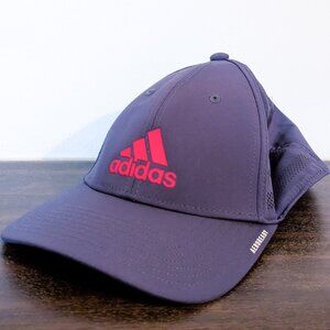 Adidas Aeroready Navy Blue Red Hat Adjustable Strap Back Cap L/XL Running gear